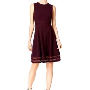 NWOT Calvin Klein Purple Illusion-Trim Sleeveless Fit & Flare Dress